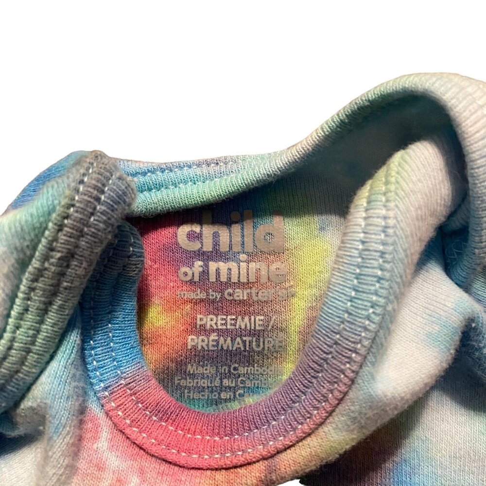 Unicorn Spiral Tie Dye Onesie || Preemie, Upcycled ♻️ - Picture 2 of 2